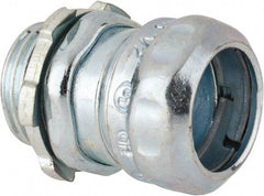 Thomas & Betts - 1/2" Trade, Steel Compression Straight EMT Conduit Connector - Noninsulated - Exact Tool & Supply