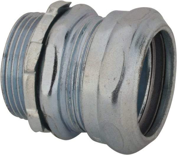 Thomas & Betts - 1-1/4" Trade, Steel Compression Straight EMT Conduit Connector - Noninsulated - Exact Tool & Supply