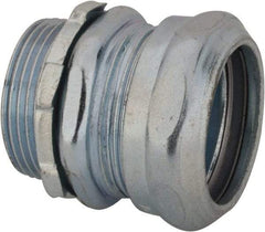 Thomas & Betts - 1-1/4" Trade, Steel Compression Straight EMT Conduit Connector - Noninsulated - Exact Tool & Supply
