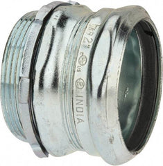 Thomas & Betts - 2" Trade, Steel Compression Straight EMT Conduit Connector - Noninsulated - Exact Tool & Supply