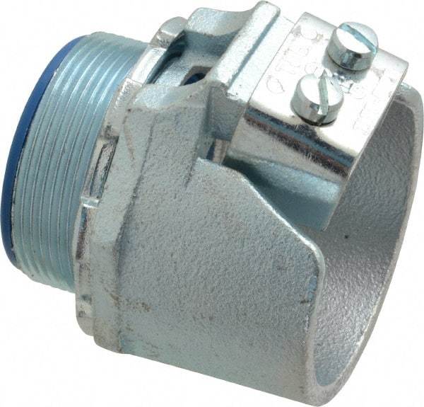 Thomas & Betts - 2" Trade, Malleable Iron Set Screw Straight FMC Conduit Connector - Insulated - Exact Tool & Supply