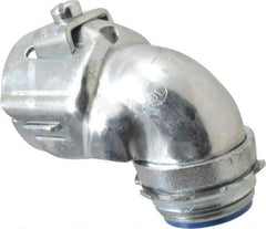 Thomas & Betts - 1" Trade, Malleable Iron Set Screw Angled FMC Conduit Connector - Insulated - Exact Tool & Supply