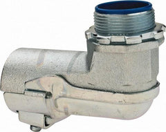 Thomas & Betts - 1-1/2" Trade, Malleable Iron Set Screw Angled FMC Conduit Connector - Insulated - Exact Tool & Supply