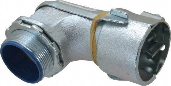 Thomas & Betts - 2" Trade, Malleable Iron Set Screw Angled FMC Conduit Connector - Insulated - Exact Tool & Supply