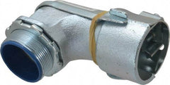 Thomas & Betts - 2" Trade, Malleable Iron Set Screw Angled FMC Conduit Connector - Insulated - Exact Tool & Supply