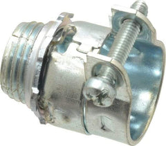 Thomas & Betts - 1/2" Trade, Steel Squeeze Clamp Straight FMC Conduit Connector - Noninsulated - Exact Tool & Supply