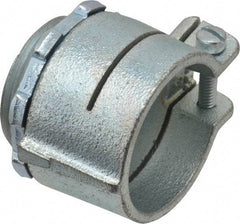 Thomas & Betts - 1-1/4" Trade, Malleable Iron Squeeze Clamp Straight FMC Conduit Connector - Noninsulated - Exact Tool & Supply