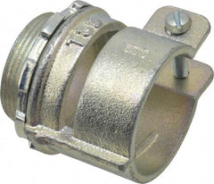Thomas & Betts - 1-1/2" Trade, Malleable Iron Squeeze Clamp Straight FMC Conduit Connector - Noninsulated - Exact Tool & Supply