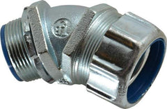 Thomas & Betts - 1-1/4" Trade, Malleable Iron Threaded Angled Liquidtight Conduit Connector - Insulated - Exact Tool & Supply