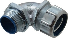 Thomas & Betts - 1-1/4" Trade, Malleable Iron Threaded Angled Liquidtight Conduit Connector - Insulated - Exact Tool & Supply