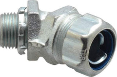 Thomas & Betts - 1/2" Trade, Malleable Iron Threaded Angled Liquidtight Conduit Connector - Noninsulated - Exact Tool & Supply