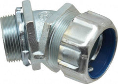 Thomas & Betts - 1-1/4" Trade, Malleable Iron Threaded Angled Liquidtight Conduit Connector - Noninsulated - Exact Tool & Supply