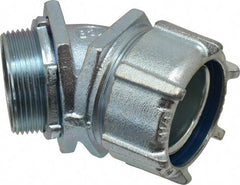 Thomas & Betts - 1-1/2" Trade, Malleable Iron Threaded Angled Liquidtight Conduit Connector - Noninsulated - Exact Tool & Supply