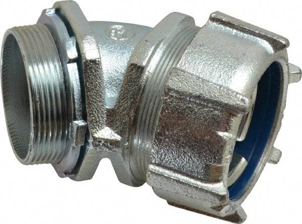 Thomas & Betts - 2" Trade, Malleable Iron Threaded Angled Liquidtight Conduit Connector - Noninsulated - Exact Tool & Supply
