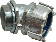 Thomas & Betts - 2" Trade, Malleable Iron Threaded Angled Liquidtight Conduit Connector - Noninsulated - Exact Tool & Supply