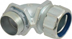 Thomas & Betts - 1-1/4" Trade, Malleable Iron Threaded Angled Liquidtight Conduit Connector - Noninsulated - Exact Tool & Supply