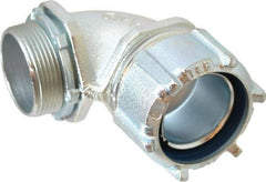 Thomas & Betts - 1-1/2" Trade, Malleable Iron Threaded Angled Liquidtight Conduit Connector - Noninsulated - Exact Tool & Supply
