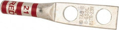 Thomas & Betts - 8 AWG Noninsulated Compression Connection Rectangle Ring Terminal - 1/4" Stud, 2.19" OAL x 0.42" Wide, Tin Plated Copper Contact - Exact Tool & Supply