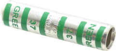 Thomas & Betts - 1 AWG Compatible, Noninsulated, Crimp-On Butt Splice Terminal - 2 Wire Entries, Copper Contacts, Tin Contact Plating, 2" OAL, Green - Exact Tool & Supply