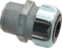 Thomas & Betts - 1/4 to 3/8" Cable Capacity, Liquidtight, Straight Strain Relief Cord Grip - 3/4 NPT Thread, 1-3/4" Long, Zinc - Exact Tool & Supply
