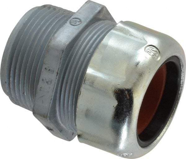 Thomas & Betts - 0.88 to 1.065" Cable Capacity, Liquidtight, Straight Strain Relief Cord Grip - 1-1/4 NPT Thread, 2-5/32" Long, Zinc - Exact Tool & Supply