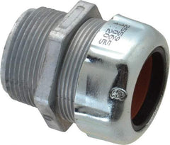 Thomas & Betts - 1.065 to 1.205" Cable Capacity, Liquidtight, Straight Strain Relief Cord Grip - 1-1/4 NPT Thread, 2-5/32" Long, Zinc - Exact Tool & Supply