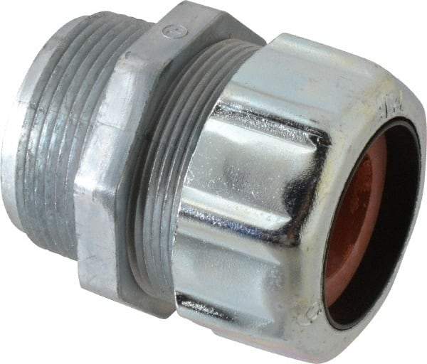 Thomas & Betts - 13/16 to 1" Cable Capacity, Liquidtight, Straight Strain Relief Cord Grip - 1-1/2 NPT Thread, 2-1/2" Long, Zinc - Exact Tool & Supply