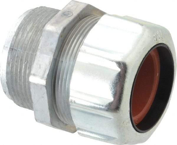 Thomas & Betts - 1 to 1-3/16" Cable Capacity, Liquidtight, Straight Strain Relief Cord Grip - 1-1/2 NPT Thread, 3-1/16" Long, Zinc - Exact Tool & Supply
