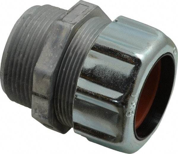Thomas & Betts - 1-3/16 to 1-3/8" Cable Capacity, Liquidtight, Straight Strain Relief Cord Grip - 1-1/2 NPT Thread, 3-1/16" Long, Zinc - Exact Tool & Supply