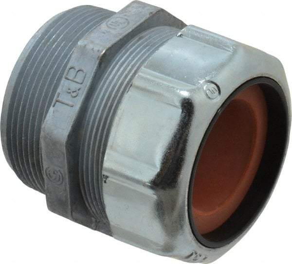 Thomas & Betts - 1-1/8 to 1-3/8" Cable Capacity, Liquidtight, Straight Strain Relief Cord Grip - 2 NPT Thread, 2-5/8" Long, Zinc - Exact Tool & Supply