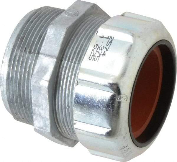 Thomas & Betts - 1-3/8 to 1-5/8" Cable Capacity, Liquidtight, Straight Strain Relief Cord Grip - 2 NPT Thread, 2-5/8" Long, Zinc - Exact Tool & Supply