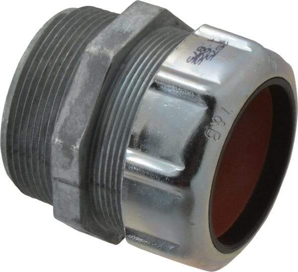 Thomas & Betts - 1-5/8 to 1-7/8" Cable Capacity, Liquidtight, Straight Strain Relief Cord Grip - 2 NPT Thread, 3-1/2" Long, Zinc - Exact Tool & Supply