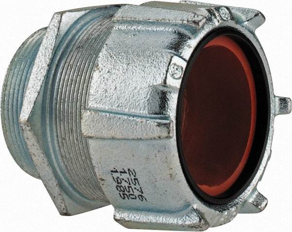 Thomas & Betts - 1-3/4 to 1.965" Cable Capacity, Liquidtight, Straight Strain Relief Cord Grip - 2 NPT Thread, 3-1/2" Long, Iron - Exact Tool & Supply