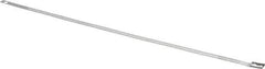 Thomas & Betts - 12" Long Black Stainless Steel Standard Cable Tie - 250 Lb Tensile Strength, 0.25mm Thick, 2" Max Bundle Diam - Exact Tool & Supply