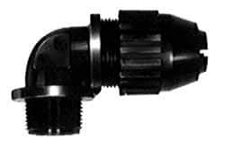 Thomas & Betts - 0.77 to 0.895" Cable Capacity, Liquidtight, Elbow Strain Relief Cord Grip - 1 Thread, 3-3/16" Long, Nylon - Exact Tool & Supply