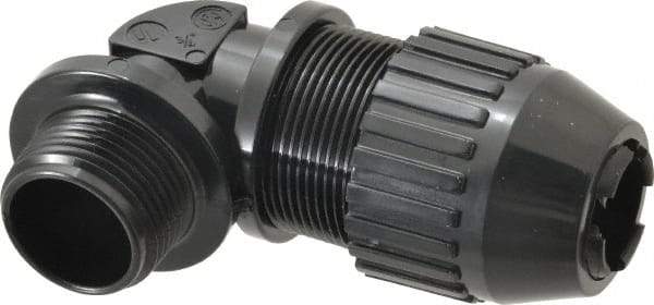 Thomas & Betts - 0.56 to 0.69" Cable Capacity, Liquidtight, Elbow Strain Relief Cord Grip - 3/4 Thread, Nylon - Exact Tool & Supply