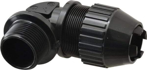 Thomas & Betts - 0.66 to 0.78" Cable Capacity, Liquidtight, Elbow Strain Relief Cord Grip - 1 Thread, 3-1/4" Long, Nylon - Exact Tool & Supply