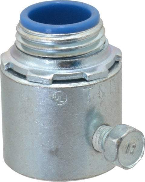 Thomas & Betts - 1/2" Trade, Steel Set Screw Straight Rigid/Intermediate (IMC) Conduit Connector - Insulated - Exact Tool & Supply