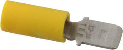 Thomas & Betts - 12 to 10 AWG, Vinyl, Fully Insulated, Male Wire Disconnect - 1/4 Inch Wide Tab, Yellow, CSA Certified, RoHS Compliant, UL 94 V-0, UL File E66716, UL Listed - Exact Tool & Supply
