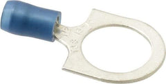 Thomas & Betts - 18-14 AWG Partially Insulated Crimp Connection D Shaped Ring Terminal - 1/2" Stud, 1-1/4" OAL x 0.72" Wide, Tin Plated Copper Contact - Exact Tool & Supply