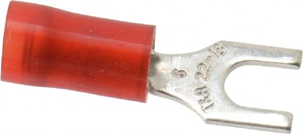 Thomas & Betts - #6 Stud, 22 to 16 AWG Compatible, Partially Insulated, Crimp Connection, Standard Fork Terminal - Exact Tool & Supply