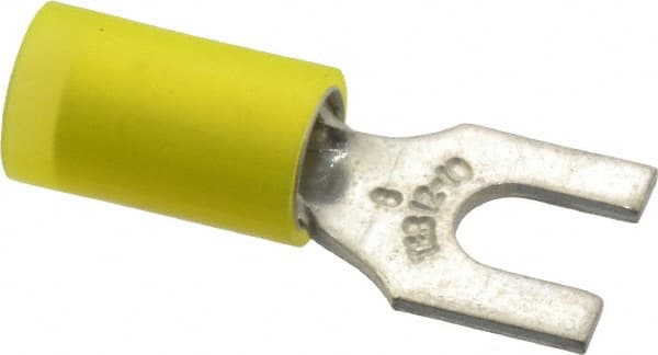 Thomas & Betts - #8 Stud, 12 to 10 AWG Compatible, Partially Insulated, Crimp Connection, Standard Fork Terminal - Exact Tool & Supply