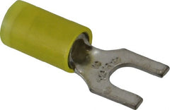 Thomas & Betts - #10 Stud, 12 to 10 AWG Compatible, Partially Insulated, Crimp Connection, Standard Fork Terminal - Exact Tool & Supply