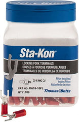 Thomas & Betts - #10 Stud, 22 to 16 AWG Compatible, Partially Insulated, Crimp Connection, Locking Fork Terminal - Exact Tool & Supply