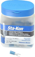 Thomas & Betts - #8 Stud, 18 to 14 AWG Compatible, Partially Insulated, Crimp Connection, Locking Fork Terminal - Exact Tool & Supply