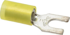 Thomas & Betts - #10 Stud, 12 to 10 AWG Compatible, Partially Insulated, Crimp Connection, Locking Fork Terminal - Exact Tool & Supply