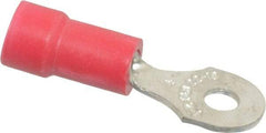 Thomas & Betts - 22-16 AWG Partially Insulated Crimp Connection D Shaped Ring Terminal - #4 Stud, 0.97" OAL x 0.31" Wide, Tin Plated Copper Contact - Exact Tool & Supply
