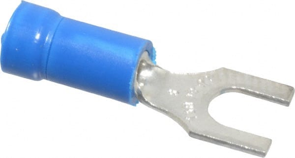 Thomas & Betts - #8 Stud, 18 to 14 AWG Compatible, Partially Insulated, Crimp Connection, Standard Fork Terminal - Exact Tool & Supply