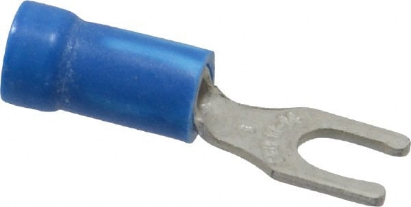 Thomas & Betts - #8 Stud, 18 to 14 AWG Compatible, Partially Insulated, Crimp Connection, Locking Fork Terminal - Exact Tool & Supply