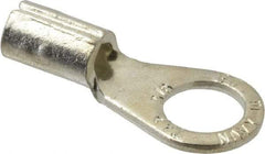Thomas & Betts - 8 AWG Noninsulated Crimp Connection Circular Ring Terminal - 3/8" Stud, 1.32" OAL x 0.59" Wide, Tin Plated Copper Contact - Exact Tool & Supply